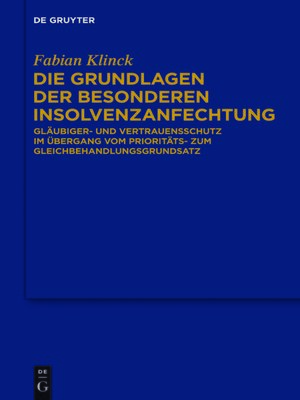 cover image of Die Grundlagen der besonderen Insolvenzanfechtung